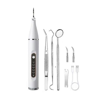 Koiran plakin ja hammaskiven poistoaine, ultraäänihampaidenpuhdistusaine kissoille ja koirille, ultraäänihammasharjasarja, hammashoito Valkoinen