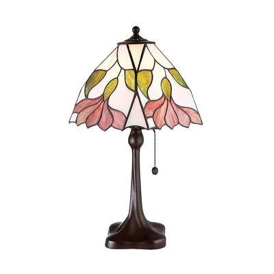 Interiors 1900 Lighting Botanica 1 Lys Medium Bordlampe Mørk Bronze, Tiffany Glas, E27