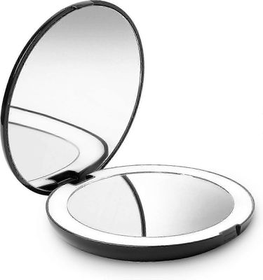 Led-valaistu matkameikkipeili, 1x/10x suurennus - päivänvalo led, kompakti, kannettava, suuri 5" leveä Musta