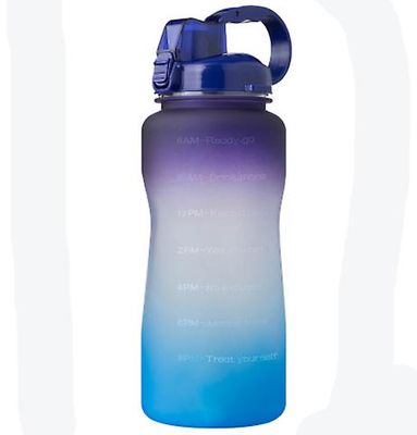 Lauwodun 2.2l Gradient Color Høj temperatur resistente Plastic Cup Straw Bounce Fitness Udendørs Sport Stor kapacitet Vandflaske lilla til blå