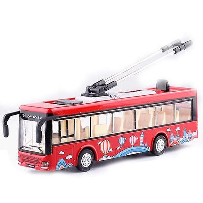 Barnleksaker Legering Sightseeingbuss Modell 1/32 Trolley Buss Gjuten Spårvagn Bussfordon Billeksak Med Ljus-AH