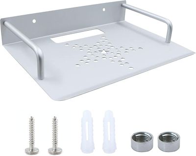Veggmontert ruter og repeater rack - sølv aluminium veggmontert oppbevaringsstativ, horisontal plassering på veggen, ventilert veggmontert server st