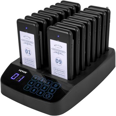 Vevor Restaurant Pager 16 Coasters personsøkersystem Max 98 barnehage personsøker trådløs personsøker kø ringesystem berøringsskjerm med vibrasjon,...