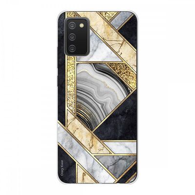 Crazy Kase Cover Til Samsung Galaxy A02s Soft Silicone 1 Mm, sort og guld marmor