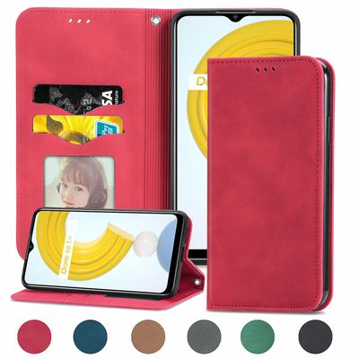 Gangxun Sag For Oppo Realme C21 Magnetisk Lukning Læder Tegnebog Cover Housse Etui Shockproof - Rød