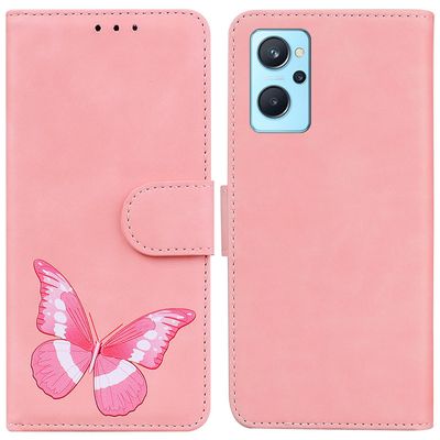Etui til Oppo A76 4g / A36 Butterfly Cover Premium Læder Magnetisk- Pink