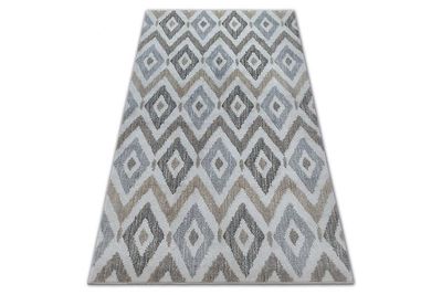 RugsX Tæppe BLØD 6024 DIAMANTER fløde / beige / brun blå 160x220 cm