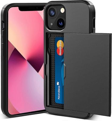 Linkrunning Yhteensopiva iPhone 13 -kotelon iskunkestävän lompakkokotelon kanssa musta