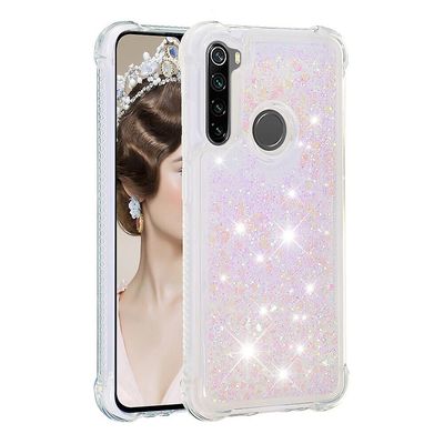 Gangxun Sag for Xiaomi Redmi Note 8 Kofanger Cover Sparkly Glitter Bling Flydende - Light Silver