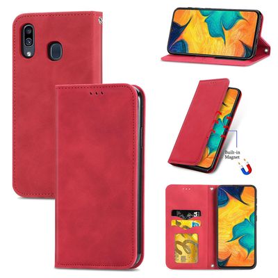 Gangxun Sag Til Samsung Galaxy A20/a30 Magnetisk lukning Læder Tegnebog Cover Housse Etui Shockproof - Rød