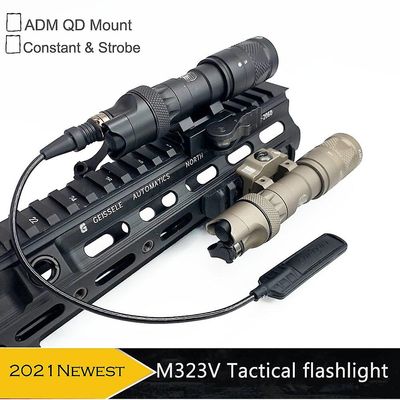 Taktisk Light M323v Scout Light Constant &Strobe Led 500 Lumen med Adm Mount for riffel jagt lommelygte Sort