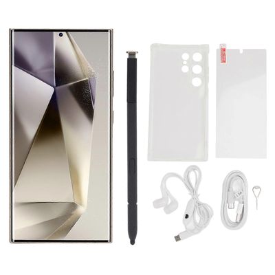 Keltainen S24 Ultra -älypuhelin - 6,75" HD-näyttö, 12 Gt RAM-muistia, 256 Gt ROM-muistia, kaksi SIM-korttia, sisäänrakennettu kynä