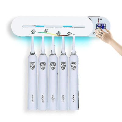 Uv tandbørste desinfektionstørrer 5 slots ventilator funct sterilisator tandbørste h monteret / genopladelig og ikke let at rengøre