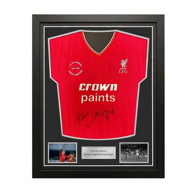 Exclusive Memorabilia Ian Rush ja Kenny Dalglish allekirjoittivat vuoden 1986 Liverpoolin jalkapallopaidan. Vakiokehys