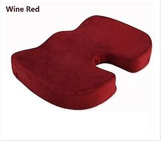 Memory Foam U Pude Ortopædisk Pude Coccyx Stol Smertelindring Kontorsæde Vin rød