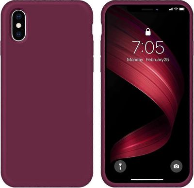 Kotelo iPhone XS -kotelolle nestemäinen silikonigeeli kumi puhelinkotelo, iPhone XS 5.8 tuuman iskunkestävä koko vartalo ohut pehmeä mikrokuituvuor...