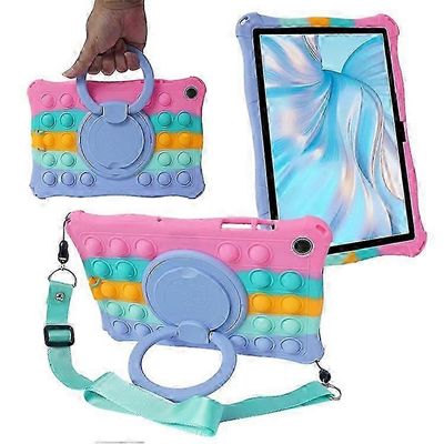 Galaxy Tab A9+ X210 X216 X218 Kotelo jalustalla ja olkahihnalla - Bubble Tablet Cover Vaaleanpunainen