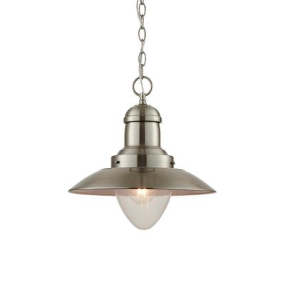 Endon Collection Lighting Mendip 1 Light Dome Loft Vedhæng Klart glas, Satin Nikkel, E27