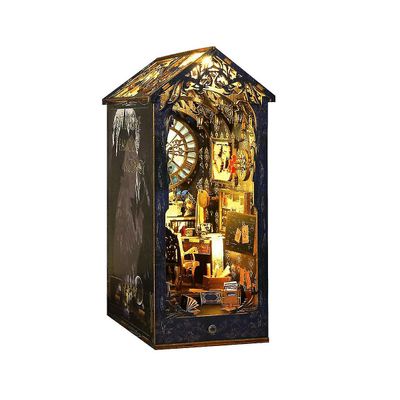 DIY Book Nook Kit, DIY bokhylle Sett inn dekor smug, med lys, 3d tre puslespill dekorere