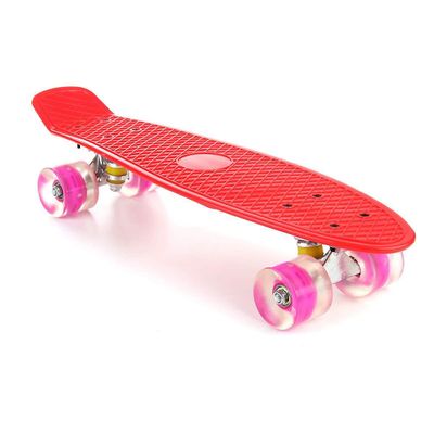 Ebox Pastel farve mini longboard med førte blinkende fire hjul retro skateboard Rød