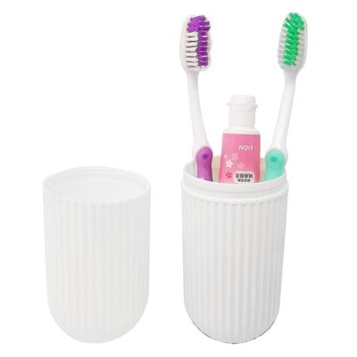 Mikasa Bærbar Plastic Tandbørste Tandpasta Cup Sag Box Holder Container Til Travel Hvid