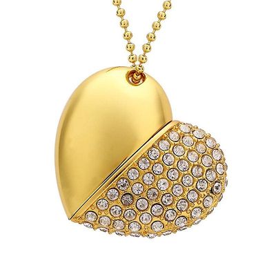 HOD Health & Home Crystal Heart USB-muistitikku Mini Pendrive 2.0 64Gb kaulakoru Memory Stick USB-muistitikut Hopea Pack of 1 - Standard