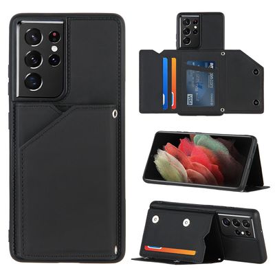 Gangxun Sag til Samsung Galaxy S21 Ultra Vintage Cuir Cover Læderetui Kofanger - Noir