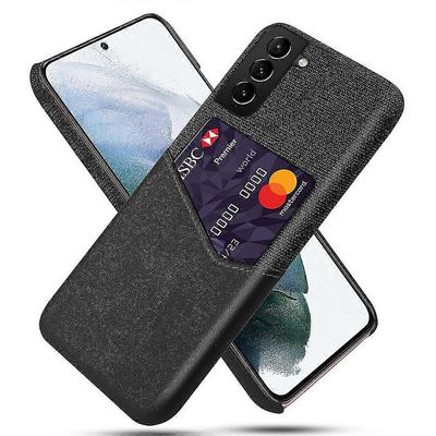 KSQ Kangas Hybrid Iskunkestävä Takasuoja Samsung Galaxy S22 5G:lle Yhdellä Korttipaikalla Musta