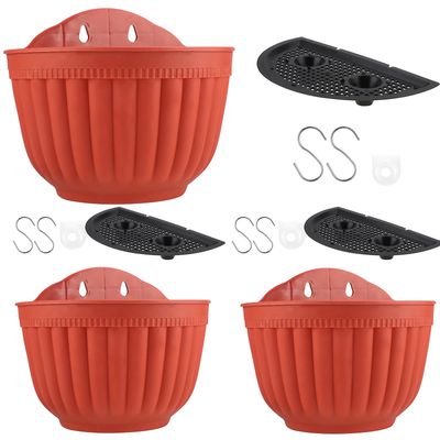 Hengende gjerde Planters blomsterpotte med dreneringsplugg - Slitesterk og lett plast blomsterpotter for innendørs / utendørs hjemmedekorasjon (blå...