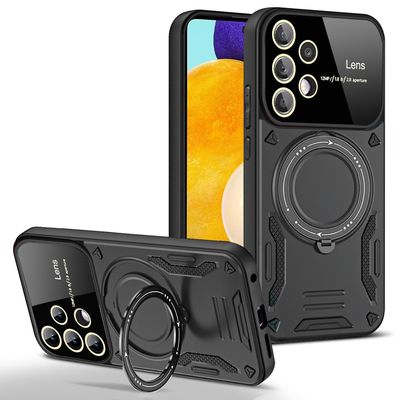 Samsung Galaxy A32 5G / M32 5G ohut kotelo jalusta PC + TPU-puhelimen kuori, joka on yhteensopiva MagSafen kanssa Musta