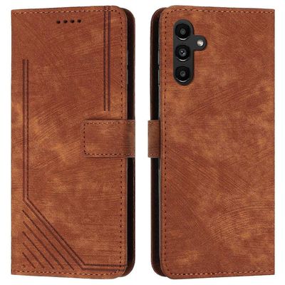 Samsung Galaxy M35 5G -kotelolle painetut linjat nahkainen puhelimen kansi kirjatyyli taitettava jalusta Monivärinen Style E