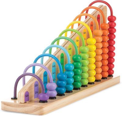 Lisää ja vähennä Abacus - koulutuslelu, jossa on 55 värikästä helmeä ja tukeva puurakenne - Snngv