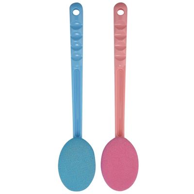 Back &; Massøren badebørste med Easy Lotion Applicator - rosa og blå, ekstra langt håndtak, flott for kroppspleie