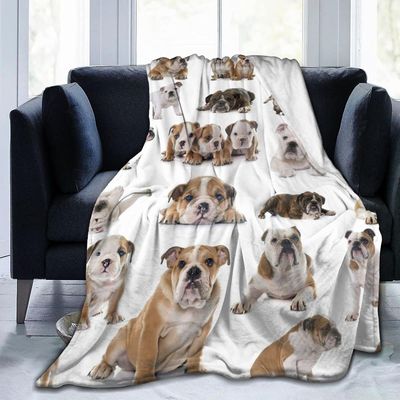 Kerota Englanti Bulldogs flanelli heittää huopa kevyt pehmeä kodikas pestävä vuodesohvalle 50x40in 125x100cm