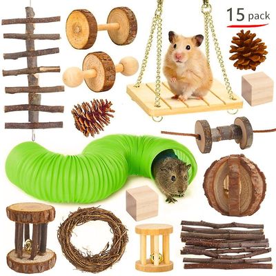 Boeyaa Hamstere Kanin Rotte Legetøj Hamster Legetøj Sæt Kæledyr Kanin Marsvin Papegøje Leg Molar 15 Pcs