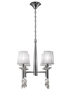 Inspired Lighting Tiffany Loft Vedhæng 4+4 Lys E14+G9, poleret krom med hvide nuancer &klar krystal