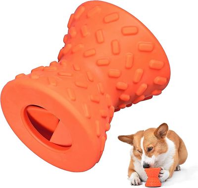 Tianzun Interaktiivinen herkkuannostelu Pentulelut, koiran luut aggressiivisille pureskelijoille Super Dog Toys Bone, vuotaneet käsipainot Oranssi