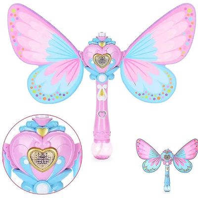 Kids Girls Bubble Wands Musical Led Automatisk Bubble Maker Party Bursdag Butterfly Bubble Machine Leker Gift Blå