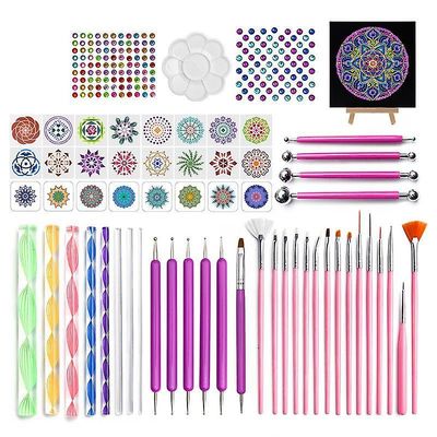 62 Pcs mandala maleri værktøj skabelon diy graffiti kunst søm forsyninger på18