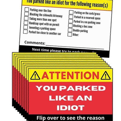 50PCS pysäköit kuin idiootti käyntikortit Huonot pysäköintikortit Useita syitä rikkoa Sukkahousut aikuisille UUSI P20250110153 Punainen