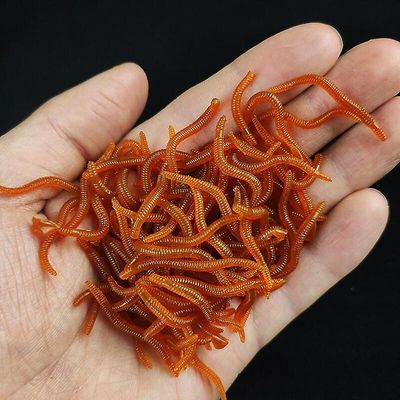 Naturtro rød orm blød lokke regnorm 100pcs brown3.5cm