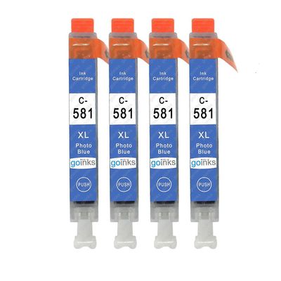 Go Inks 4 valokuvansinistä mustekasettia Canon CLI-581PB -yhteensopivan/ei-OEM-laitevalmistajan korvaamiseksi Go Inksistä Kuvan sininen