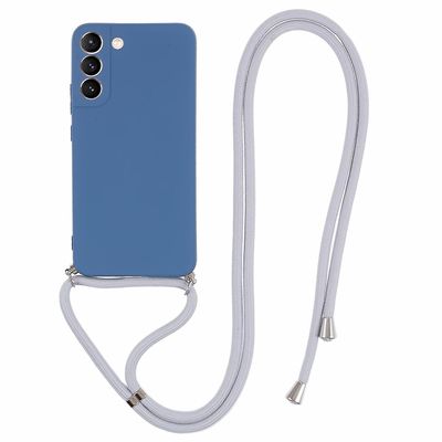 For Samsung Galaxy S21 FE 5G-deksel gummiert telefon TPU-deksel med lang snor Safir