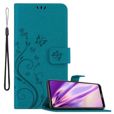 Nokia 5.4 Handy Hlle Cover Case Etui - mit Blumenmuster und Standfunktion und Kartenfach KUKKAINEN SININEN