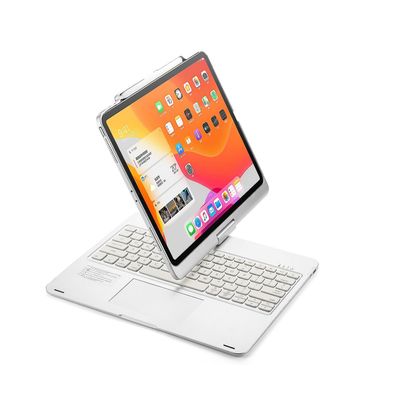 Aiyuego Tastaturveske roterbar med styreflate for 2022/2021/2020/2018 Ipadpro 12.9" 360 beskyttende deksel med blyantholder Sølv grå