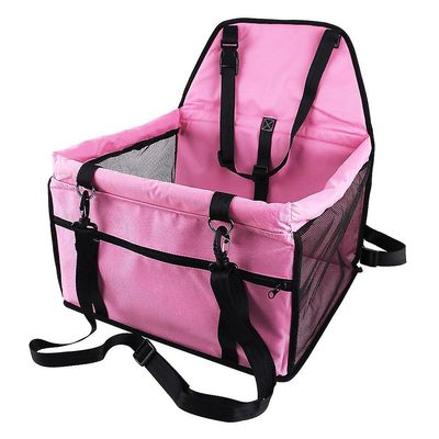 Linkrunning Hundeautostol til små mellemstore hunde, robust bagsæde og forsæde hundesæde med sikkerhedssele, vandtæt foldbart bilsædebetræk, pink A...