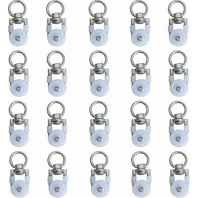 20 kpl metallinen hihnapyörä, verhopyörä, liukuva verhokoukku, verhokiskon hihnapyörä, verhokiskorullat, suihkuverhokiskorullat, curtaille