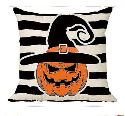 Handuo Halloween Linned Uhyggelig Græskar Witch Castle Trick eller Behandle pudebetræk style3