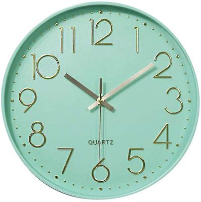 Silent Wall Clock 12 I Kjøkken Klokke Kvarts Batteridrevet Round Modern Home Decor Clock-o Mintgrønn
