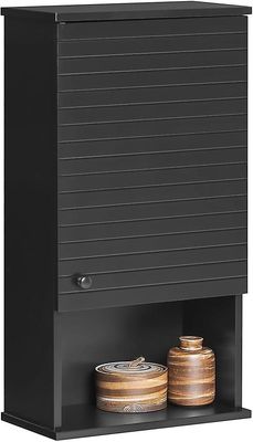 SoBuy seinälle asennettava säilytyskaapin lääkekaappi, BZR25-SCH Musta 40x21x76cm